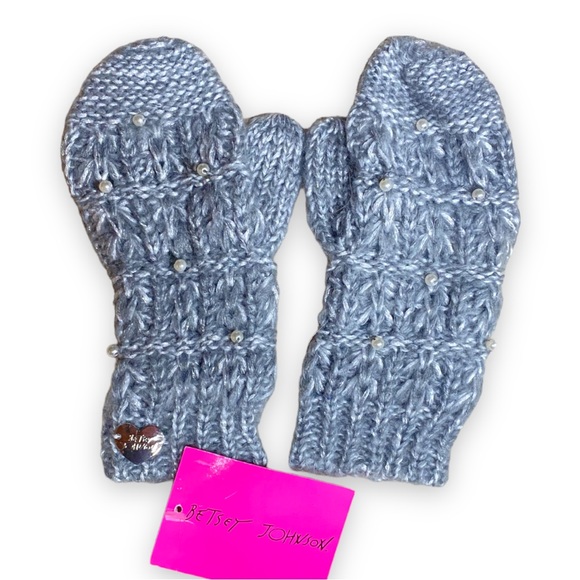 Betsey Johnson Accessories - Betsy Johnson Accessories Mittens with Pearl Beads NWT